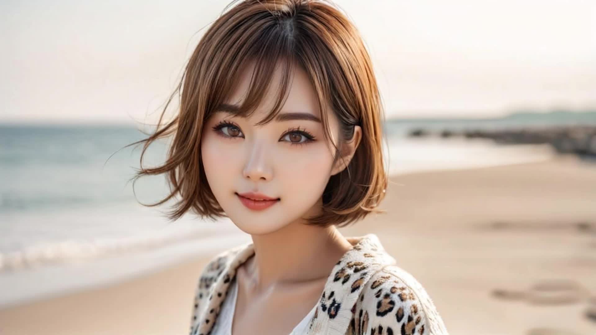 浜辺を歩く女性 - what will i look like when i grow up AI video