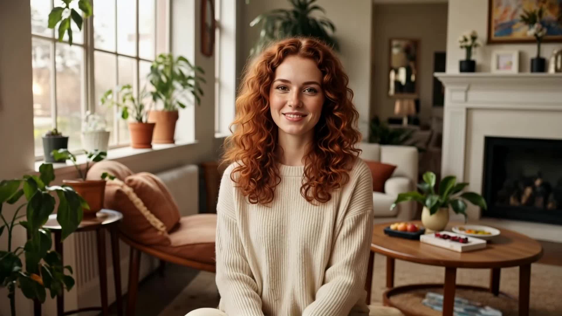 Red woman - woman field painting AI video