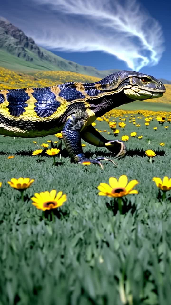 The walk of the lizard - lizard alien AI video