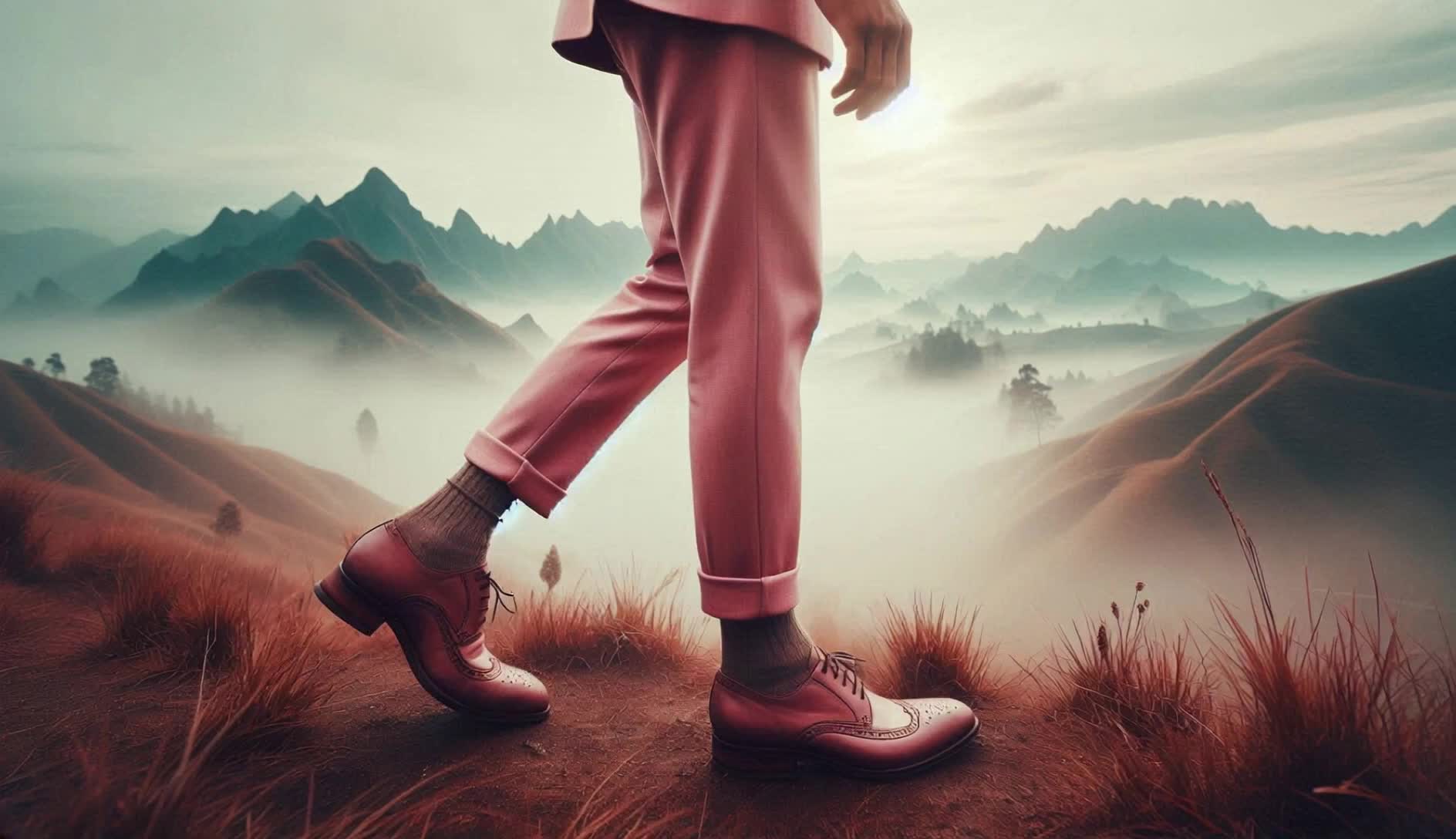 pink trousers - dark hair pink highlights AI video