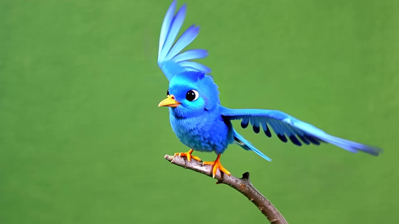Blue bird flapping wings. - cyberpunk birds with broken wings AI video