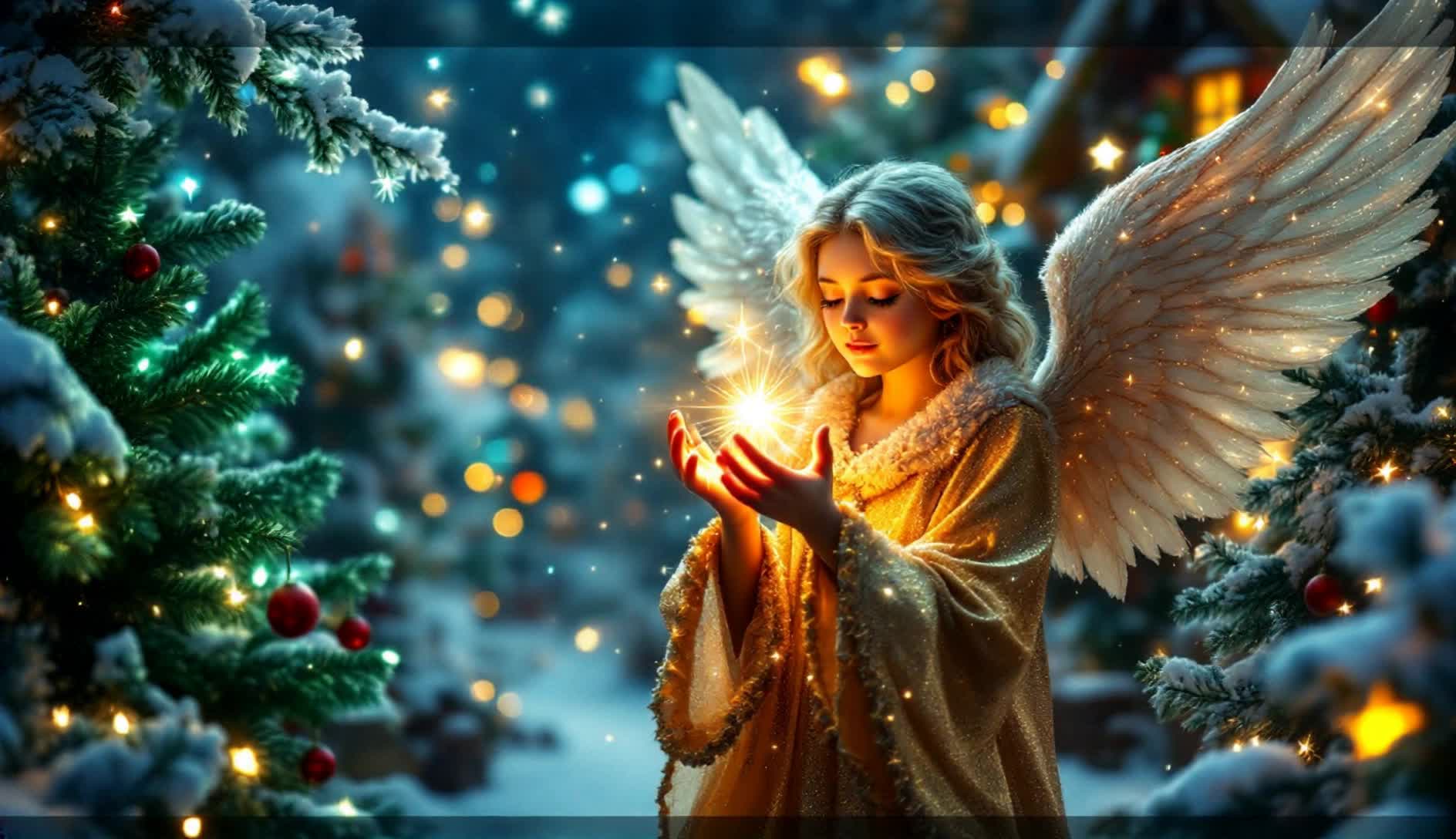 Christmas Angel With Golden Star - angel youtube thumbnail AI video
