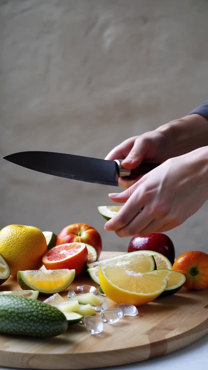 Kling AI work 316045962661918 - fruit cutting poster design AI video