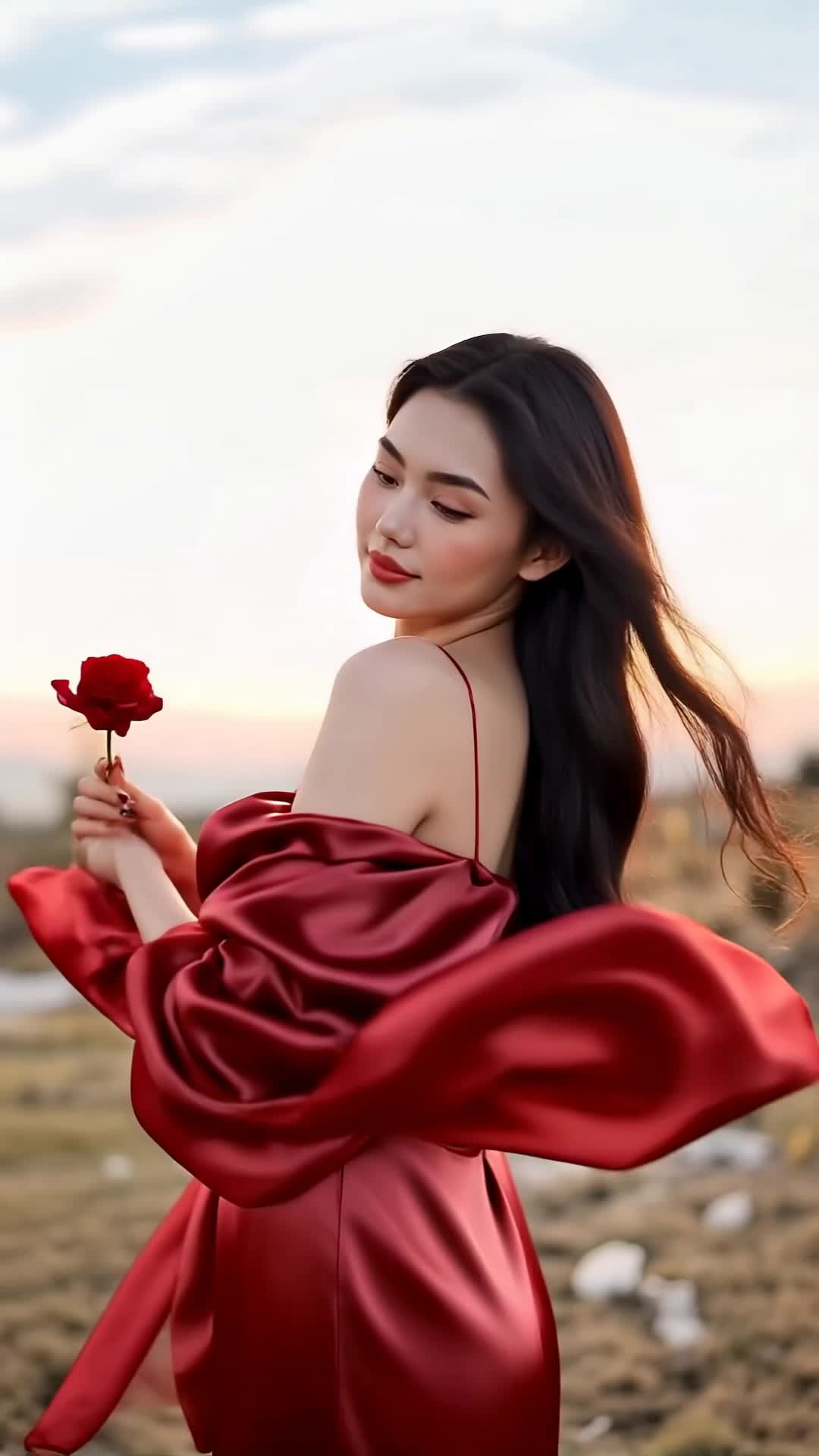 A Gentle Smile in the Wind - wind burst 255 AI video