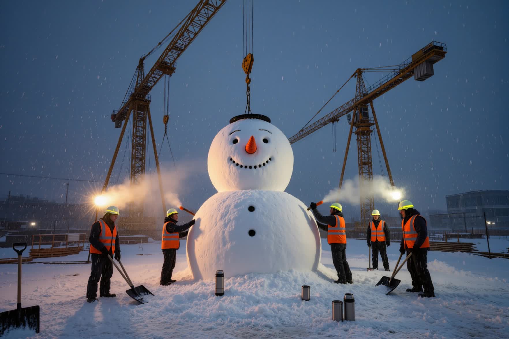 snow man construction - construction AI video