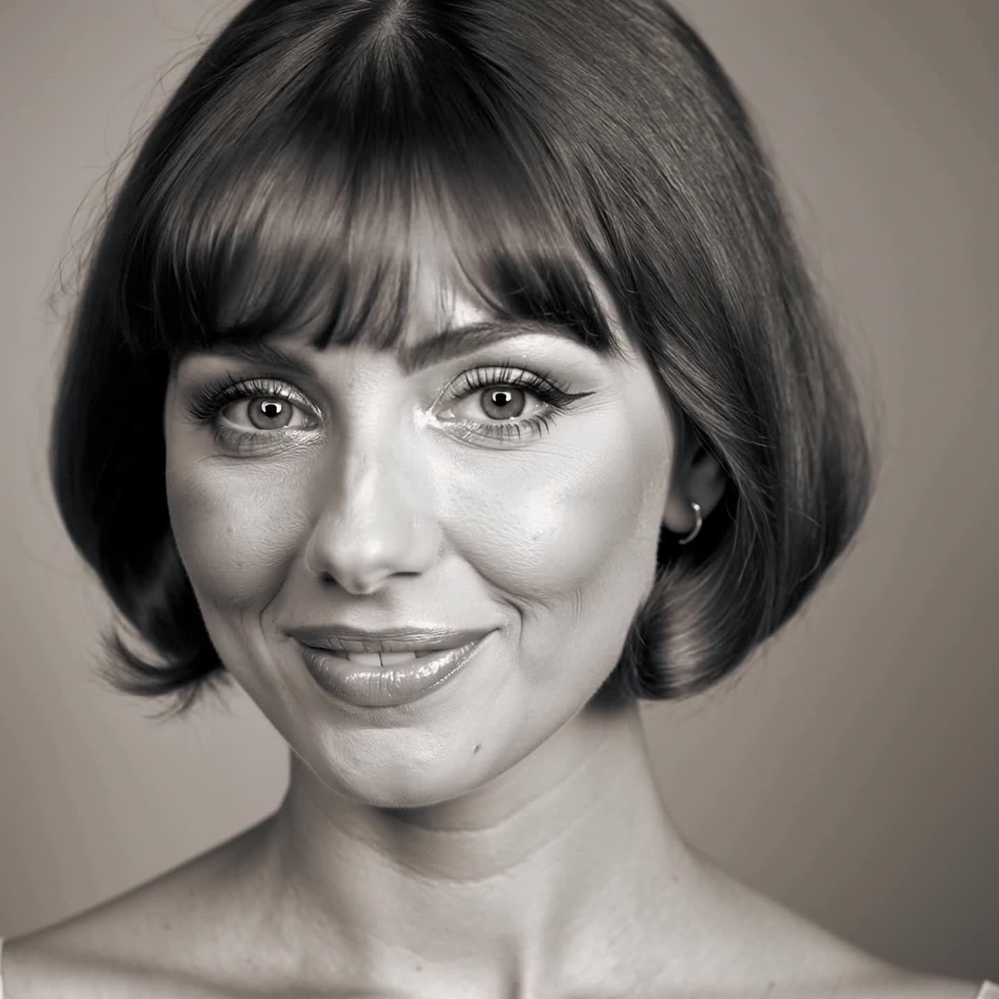 Beautiful woman with a bob cut - bob cut hairstyles curly AI video