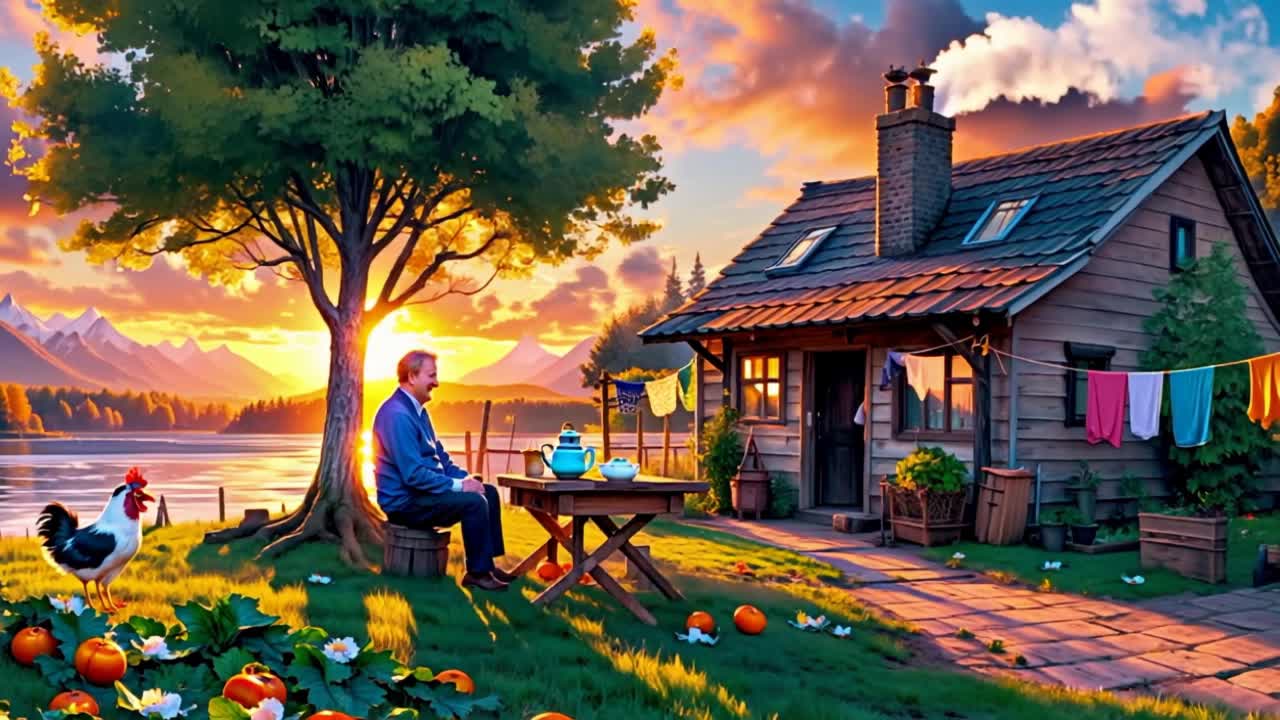 A peaceful countryside scene - scene characters AI video