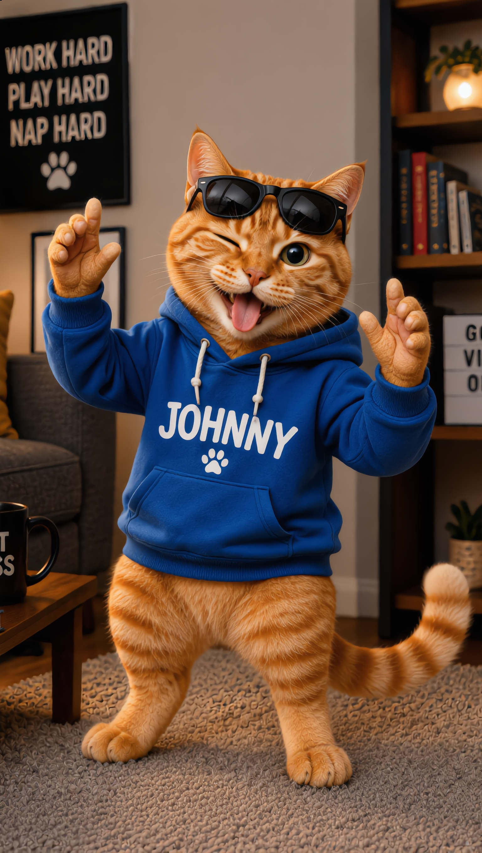 Johnny the Funny Cat — The Troub - ai cat video AI image