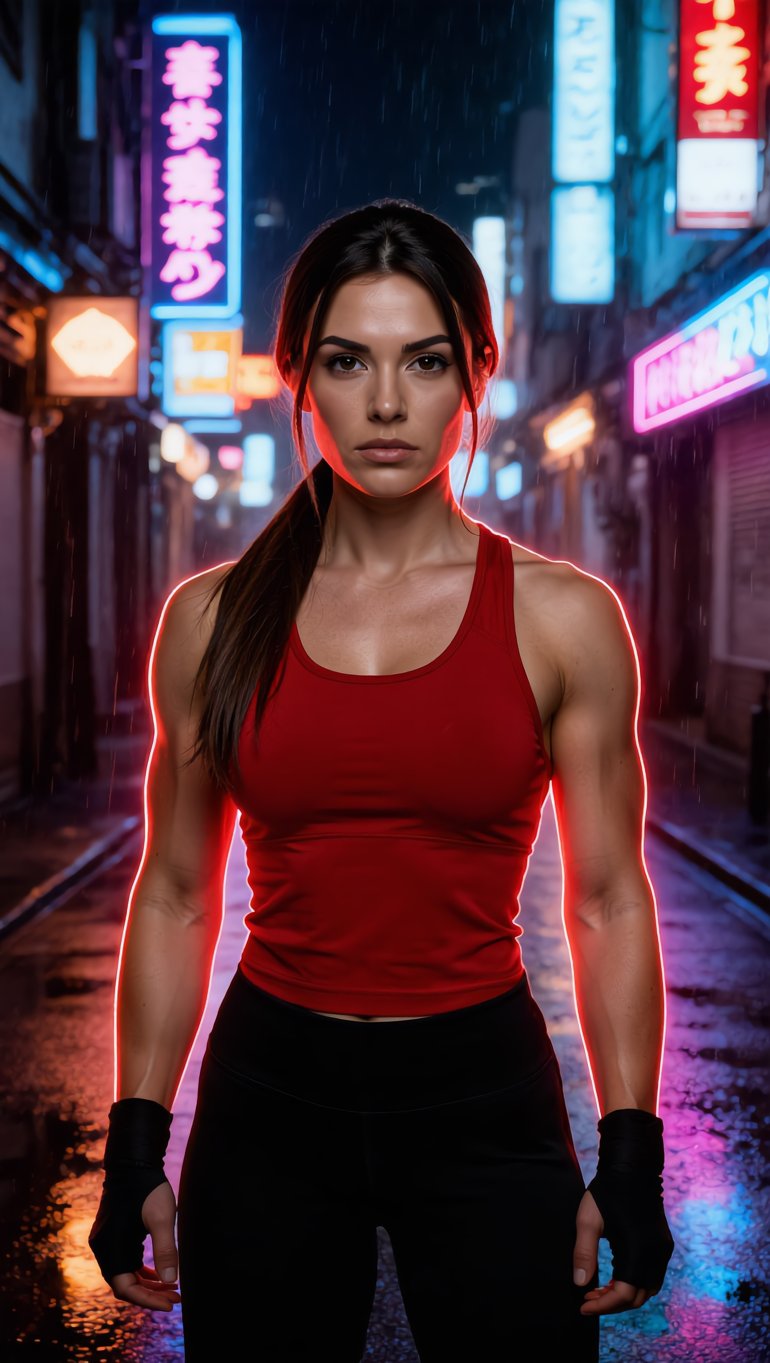 Neon alley - neon football field AI image