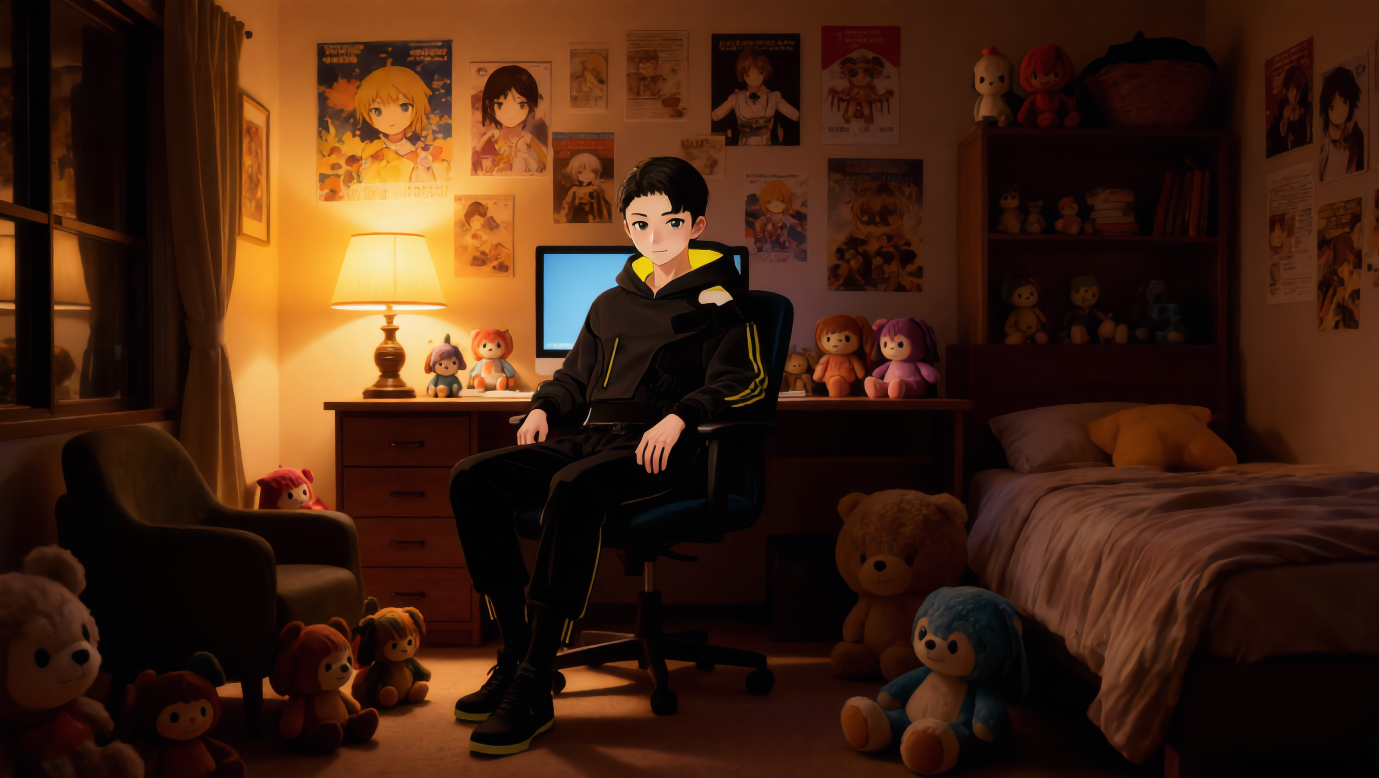 My OC sits in his room - oc ideas generator AI image