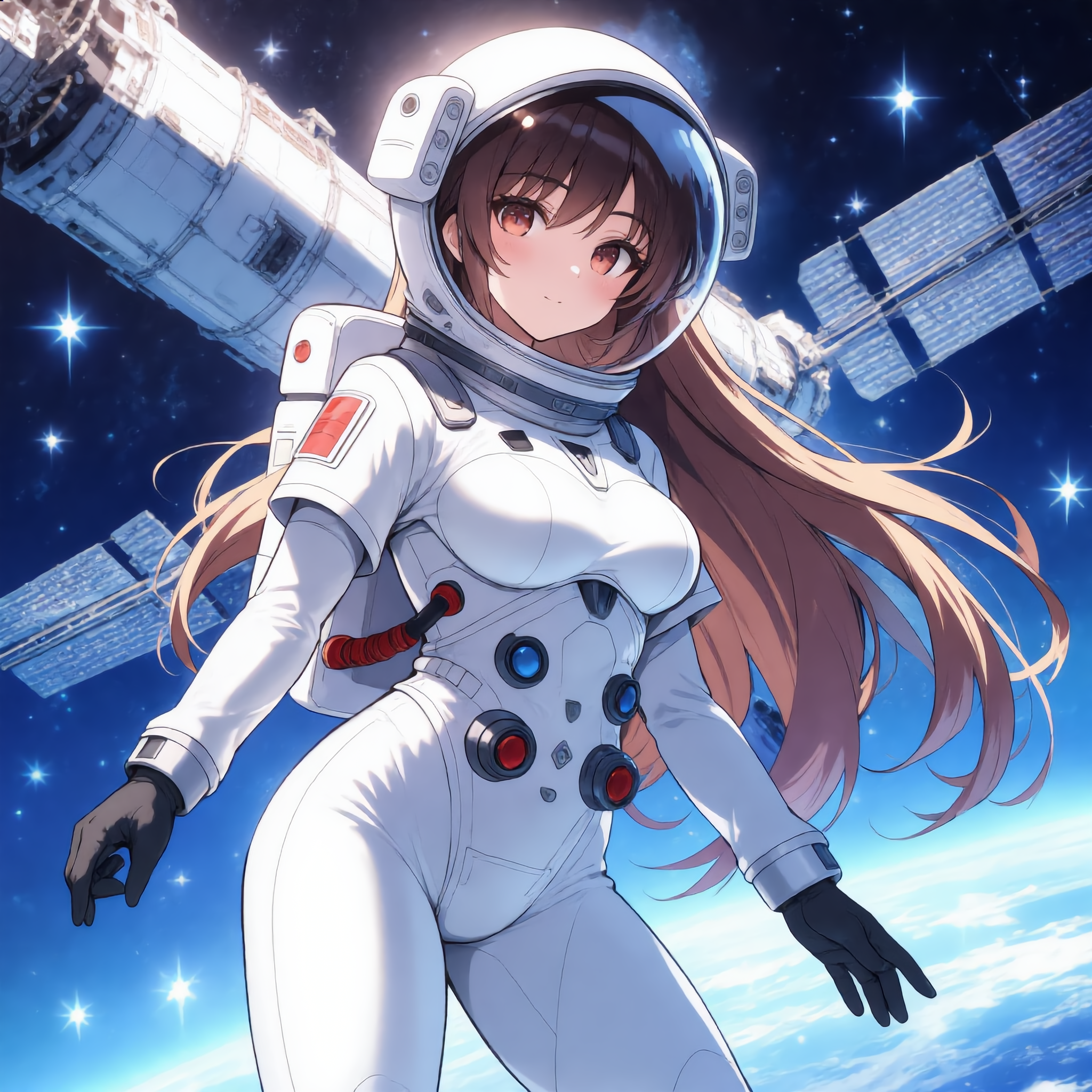 Beautiful lady astronaut anime - animated astronaut AI image