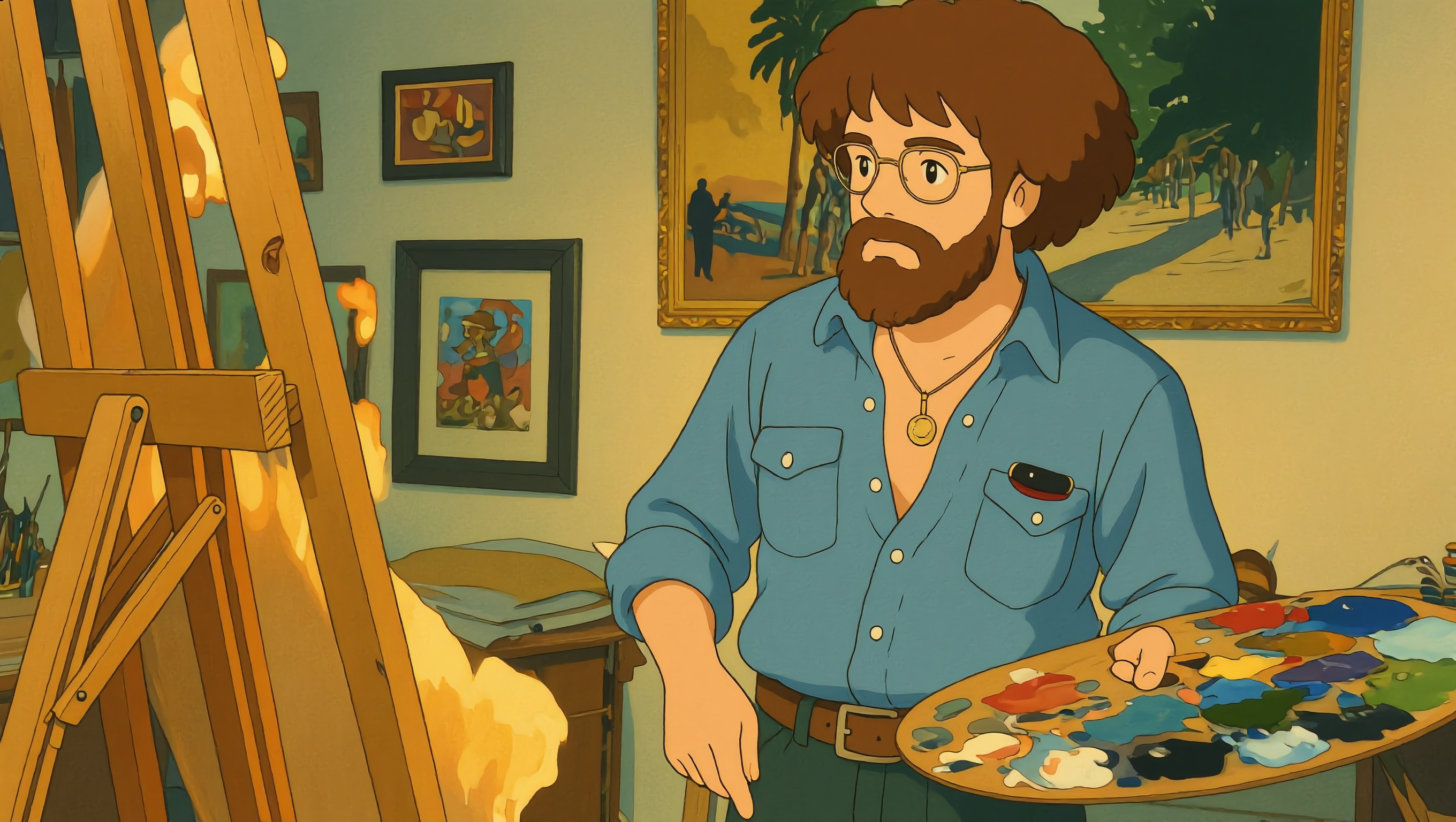 Bob Ross Toon - how to create ghibli image AI image