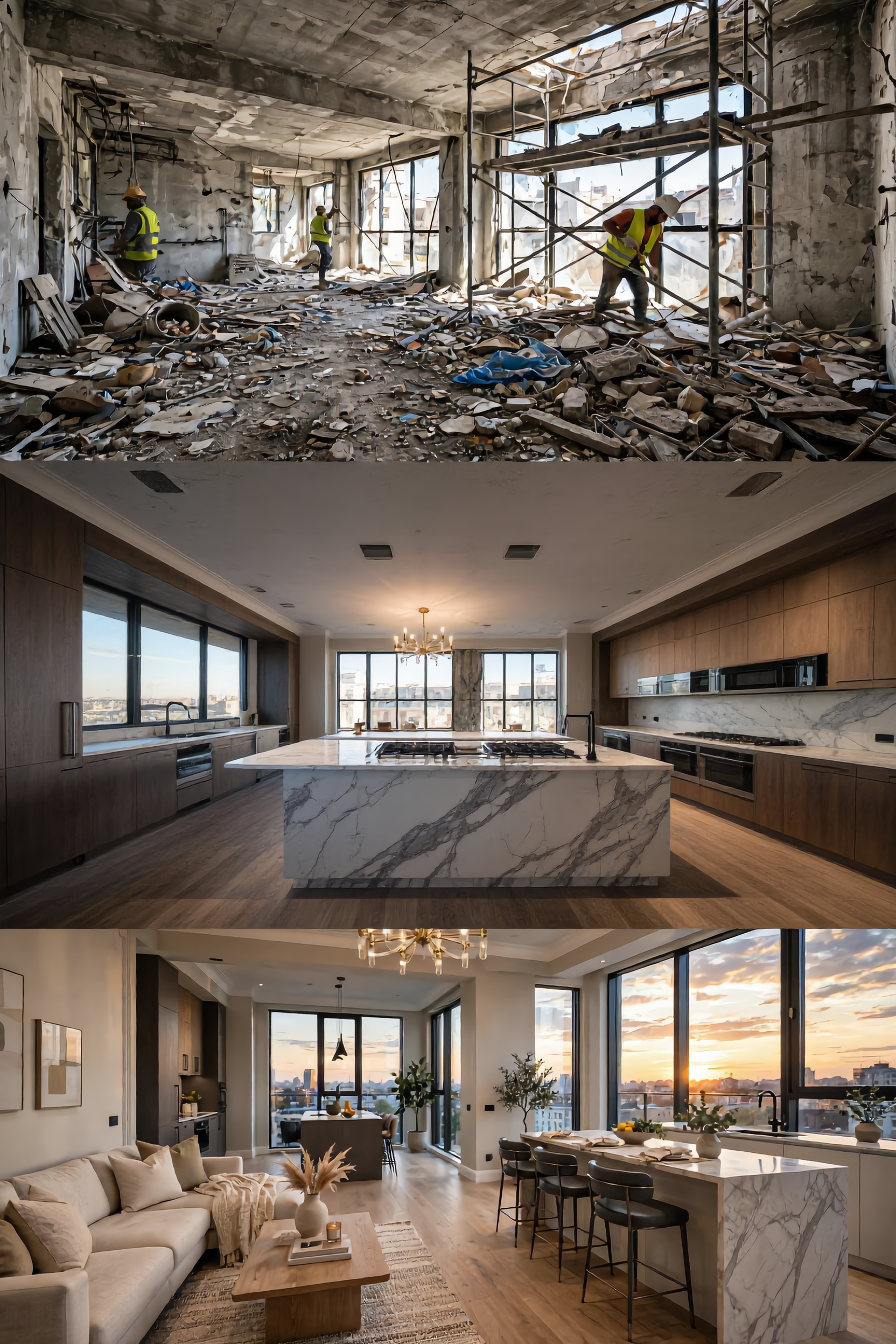 "Timelapse video of a full house - flooring transition AI image