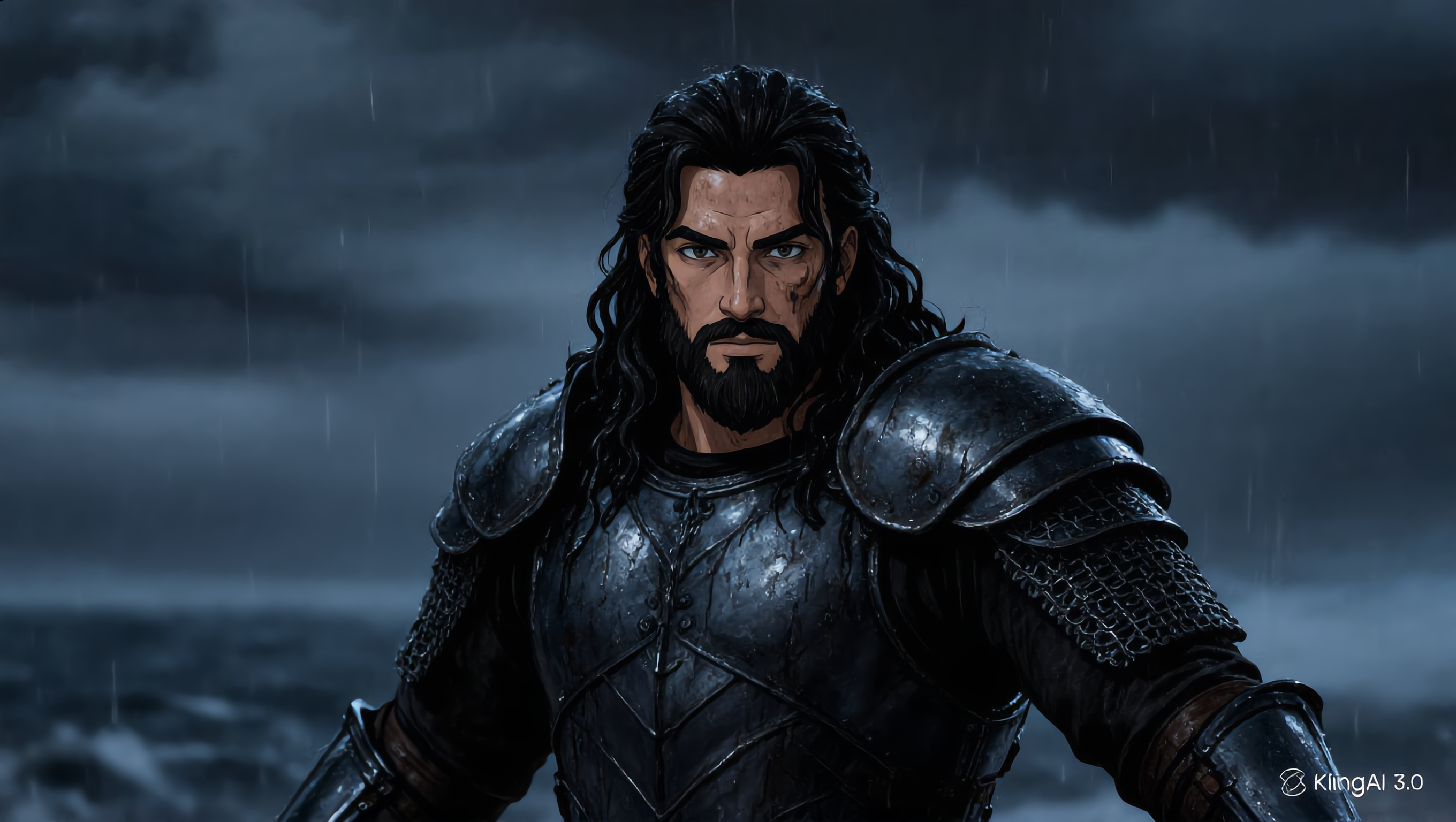 anime warrior handsome - anime skin color AI image