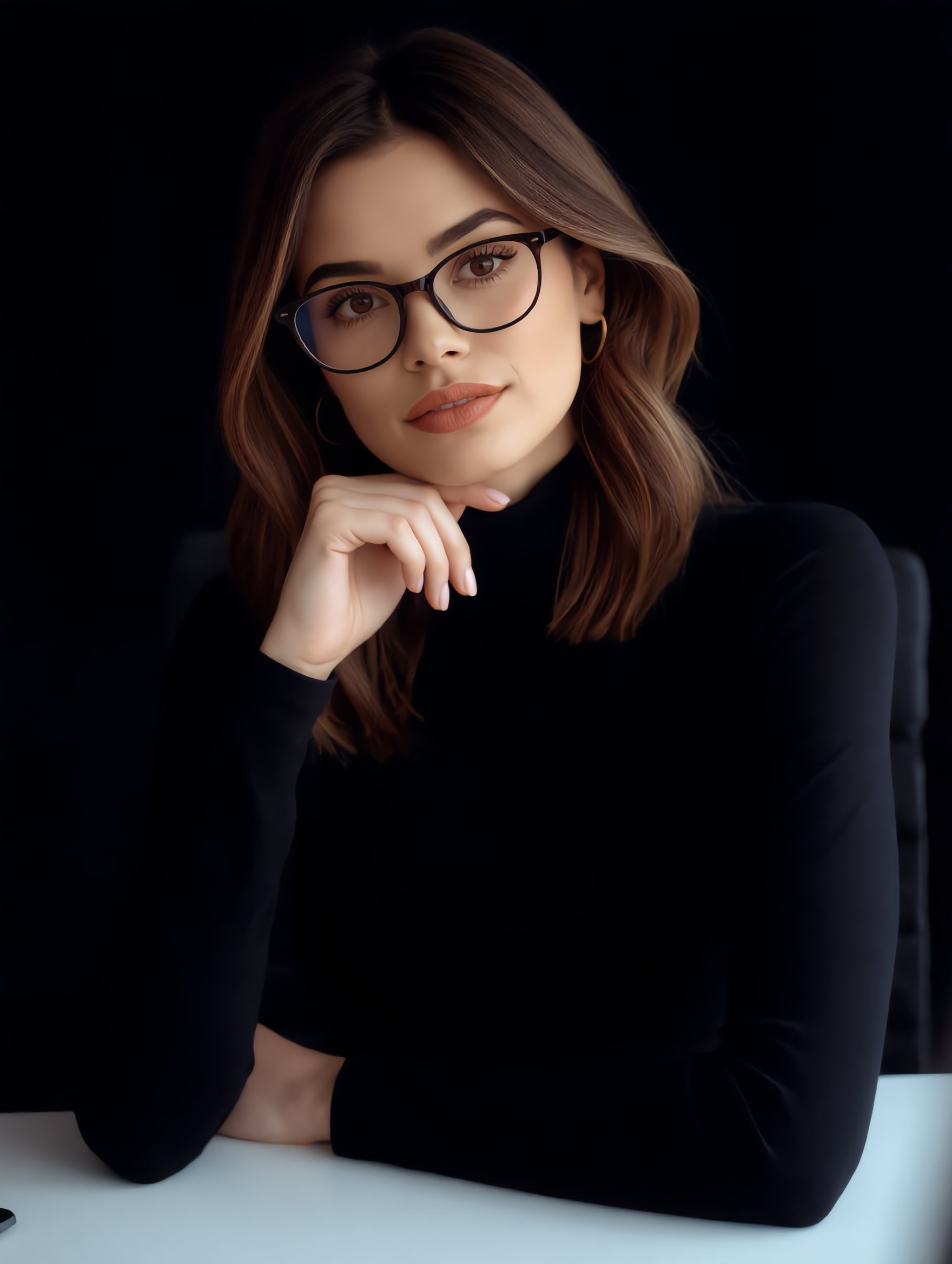 Kling AI work 313605193528683 - brown hair with face framing highlights AI image