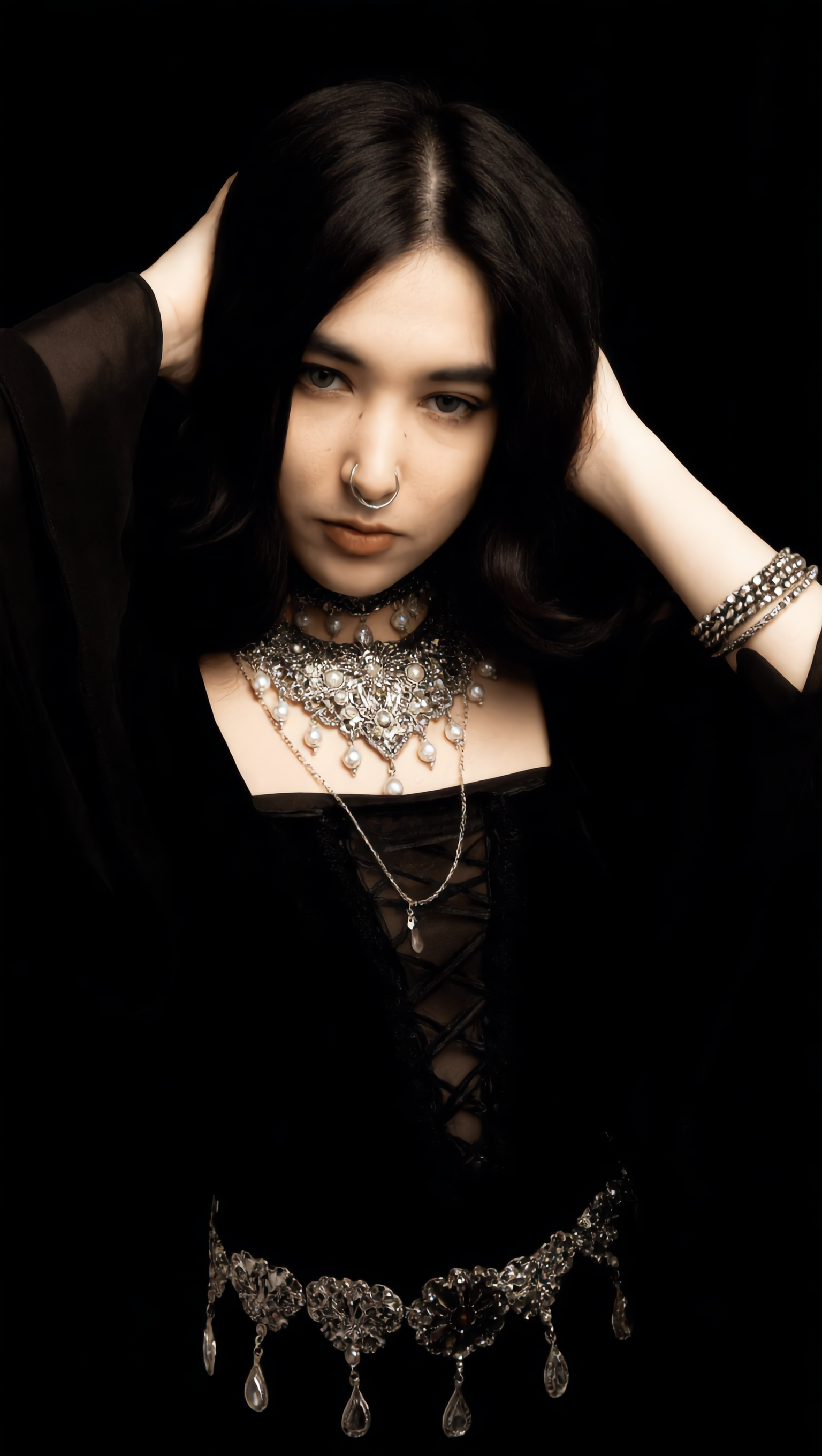 Kling AI work 315832797520143 - black hair with silver highlights AI image