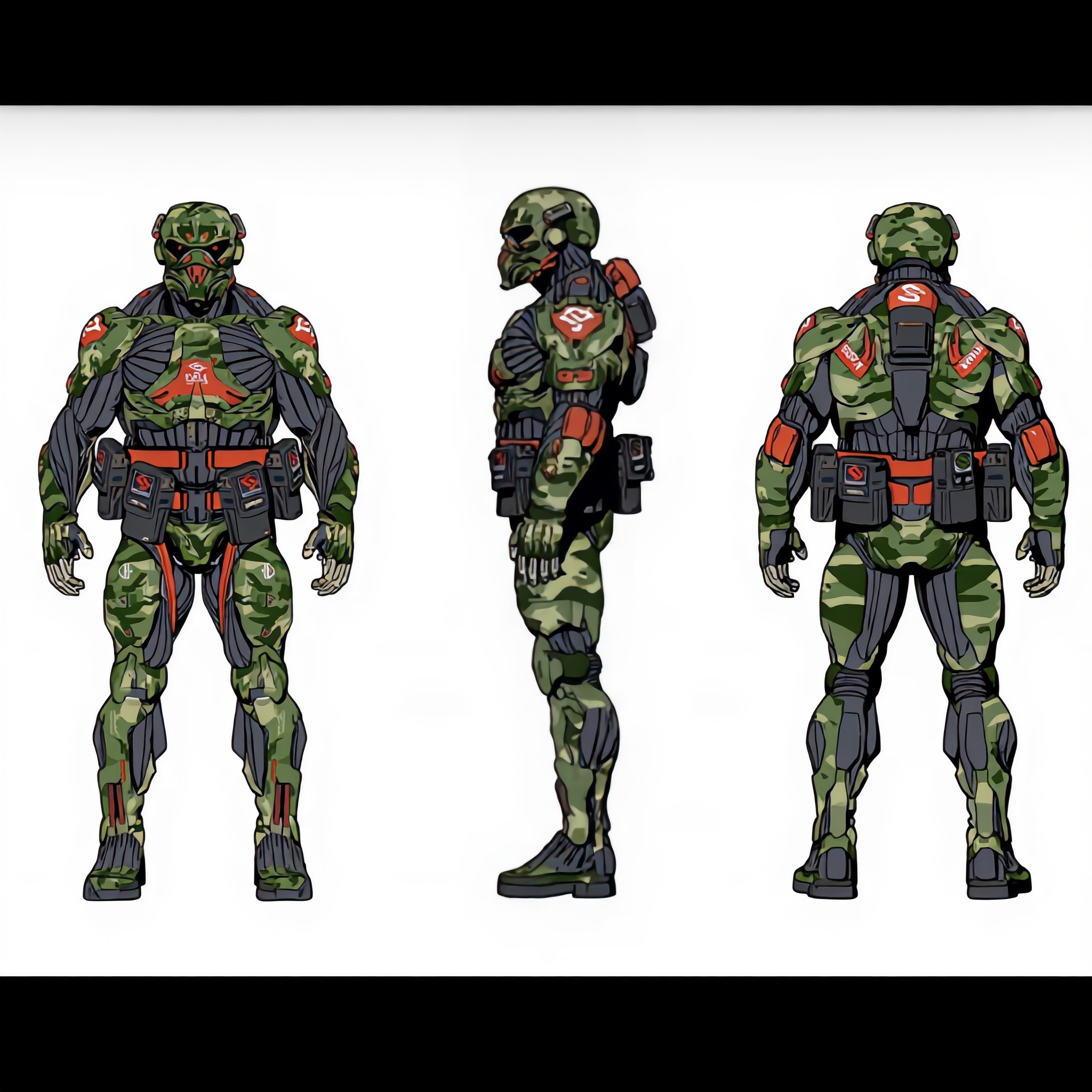 Character sheet sci-fi soldier - combine faces AI image