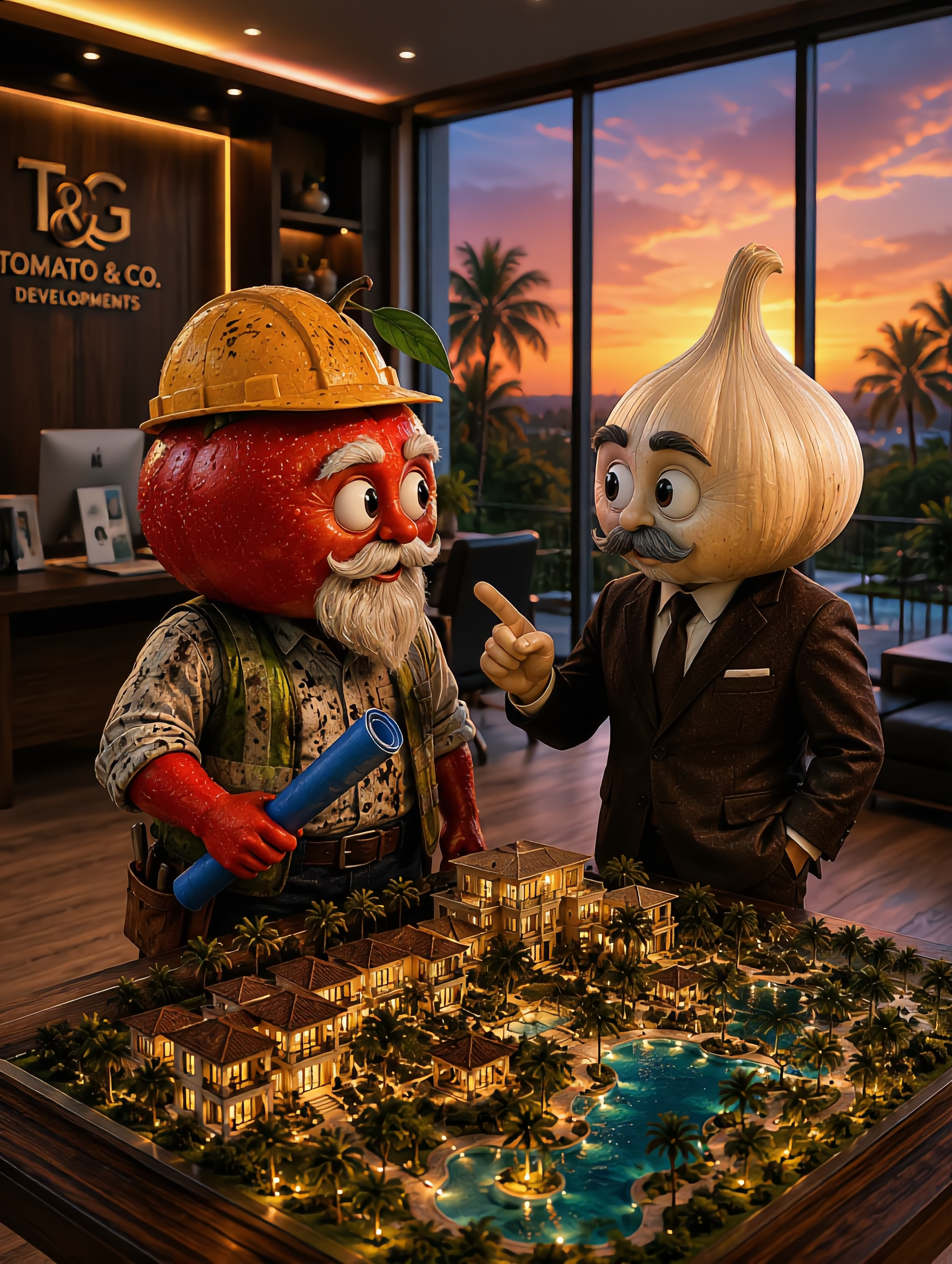 The tomato and garlic characters - custom characters AI image