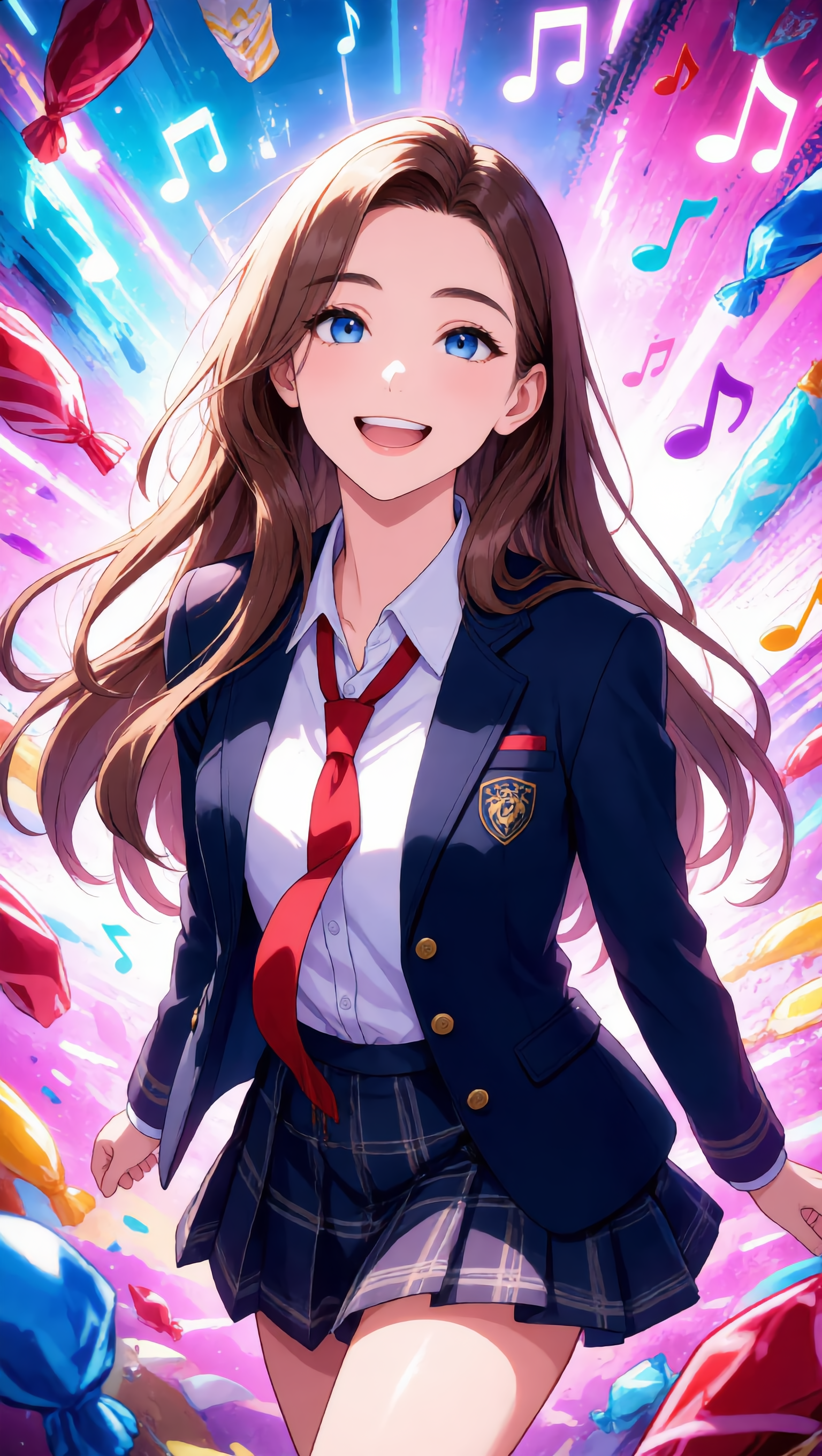 Colorful J-pop anime - anime girl anime backgrounds AI image