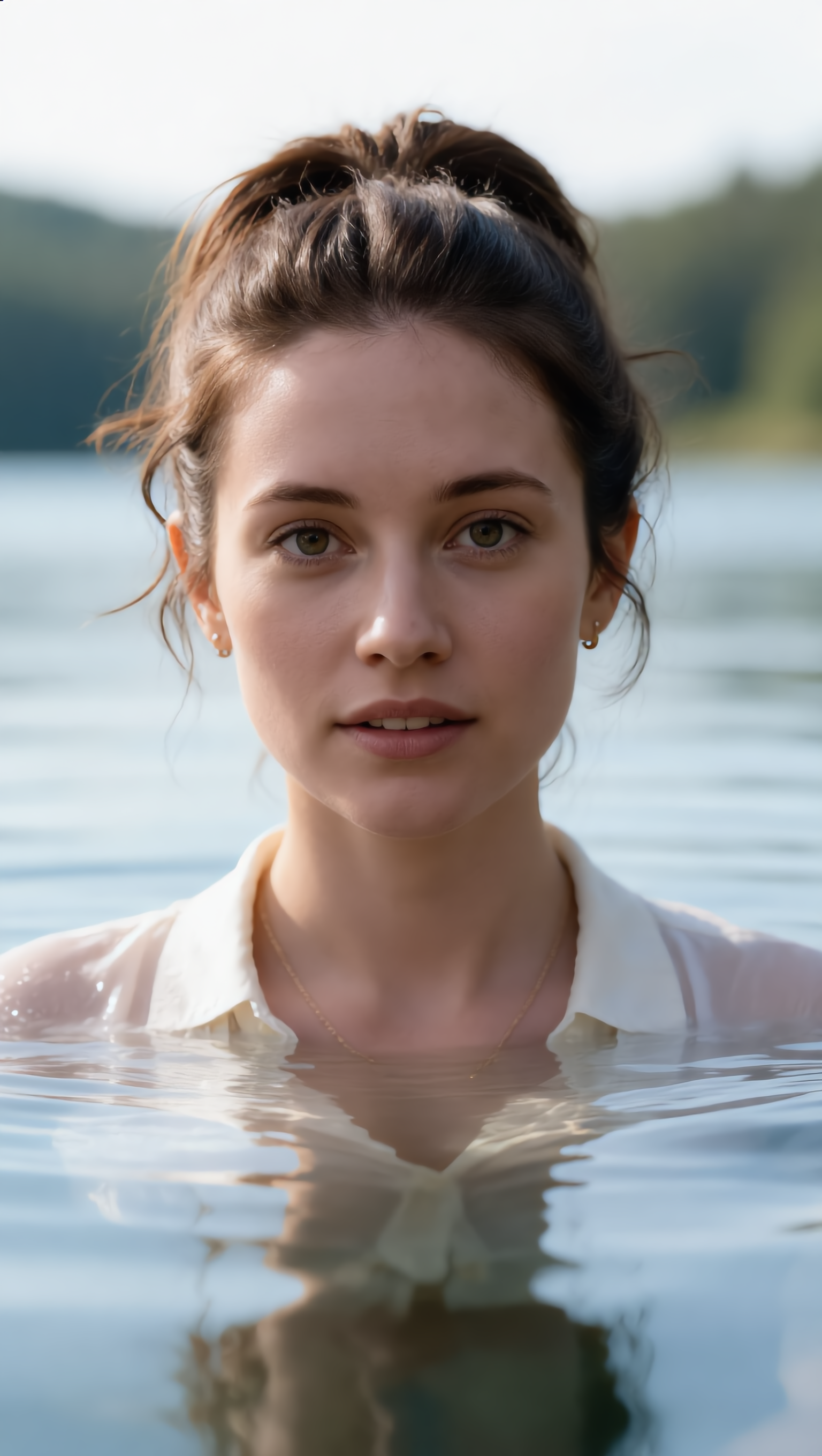 Olivia Templeton at the lake - tattoo collarbone ideas AI image