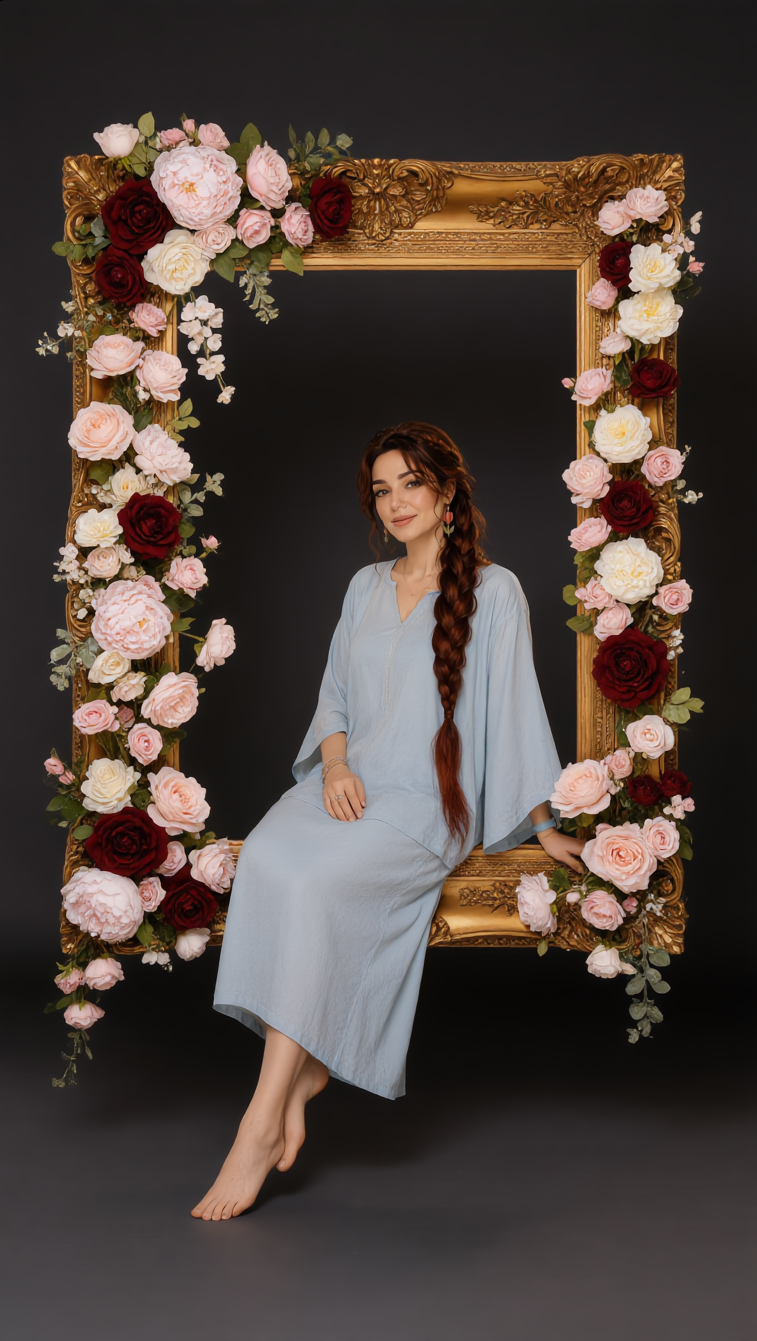 floral-frame portrait - portrait banner design AI image