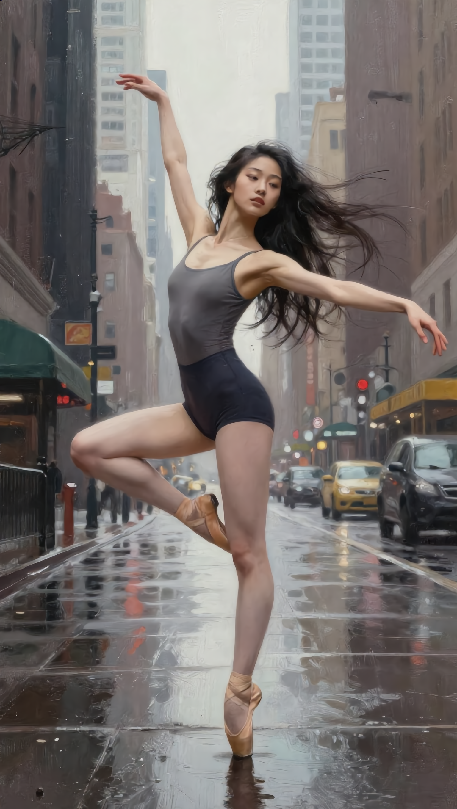 She dances in the rain. - confetti rain AI image