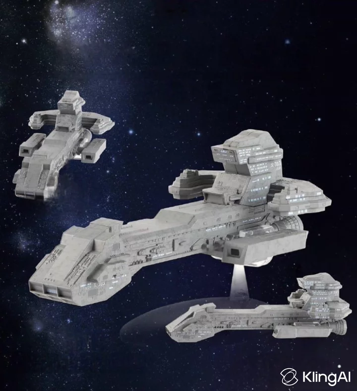 Spaceship Orbiting Earth Front View Passing Camera Side View Back View ...