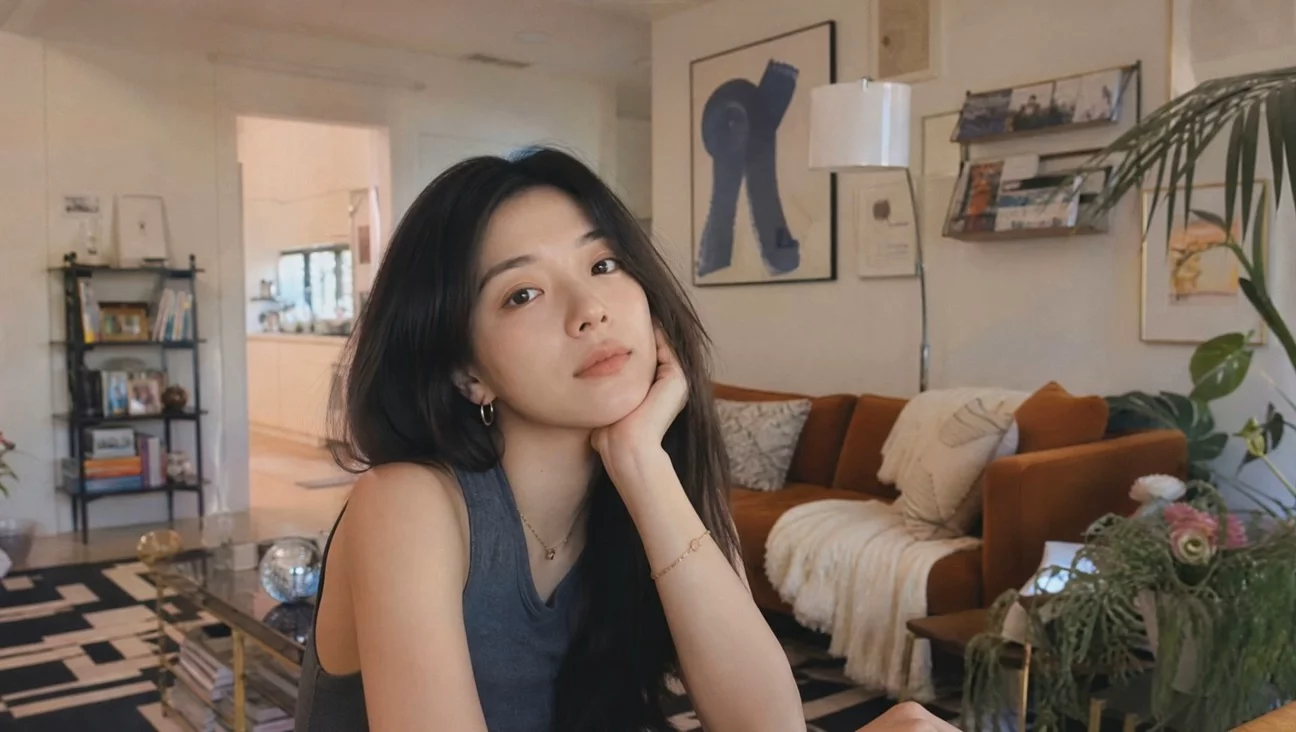 Kling 4.0 video preview of a woman introducing herself in a living room