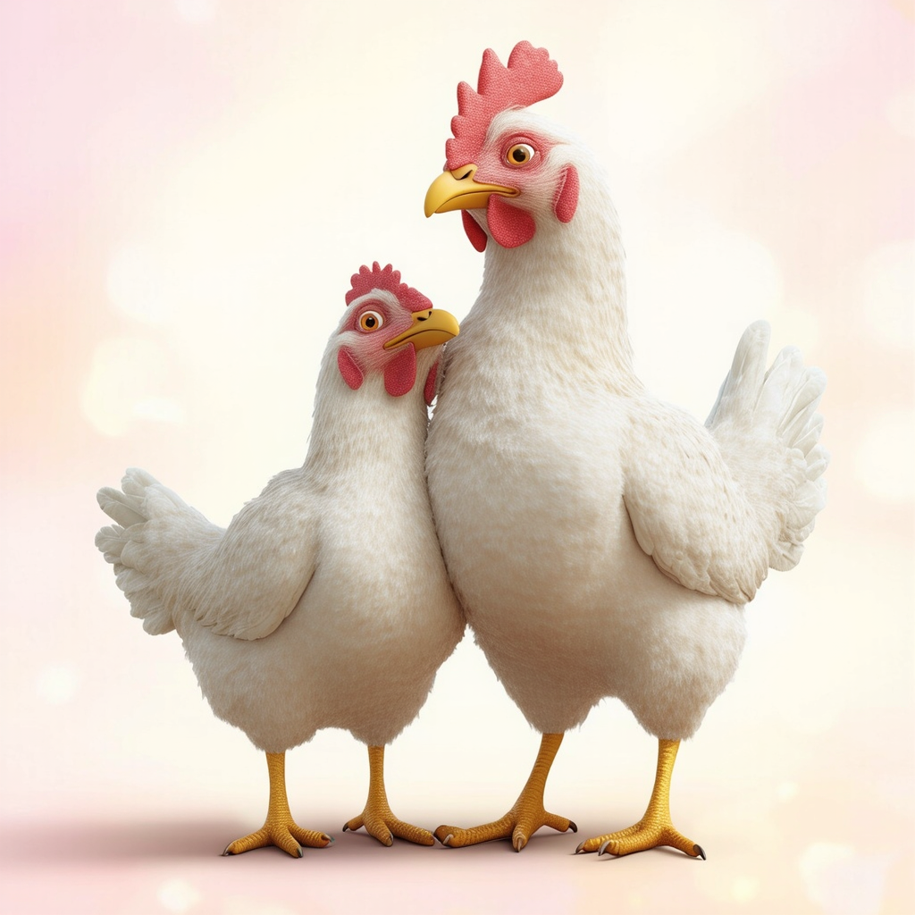 White Chicken Hugging Woman Soft Pastel Background Ultra Realistic 3d ...