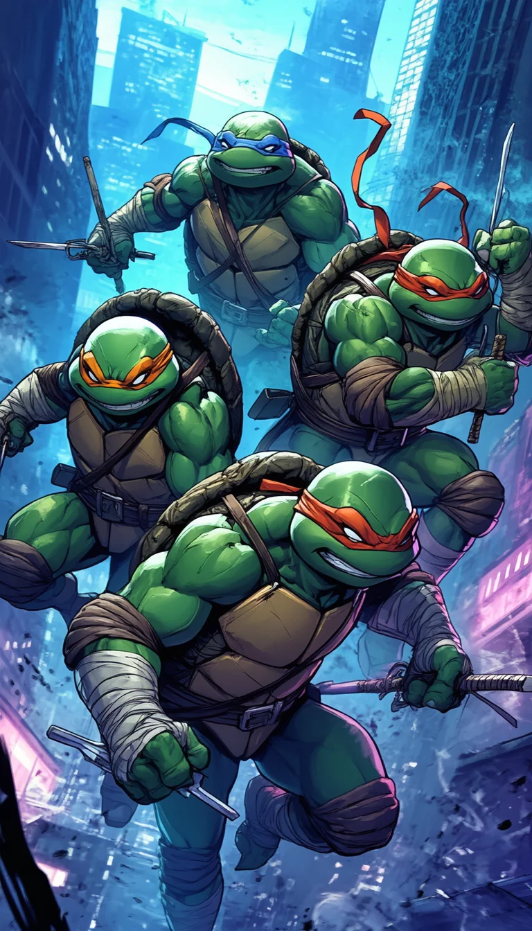 Four Turtles Adventure Fun Animated Video | AI Image
