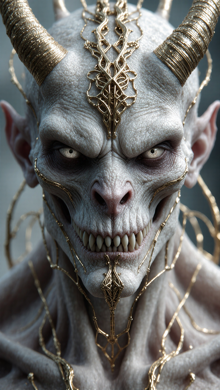 Hyper-realistic Biomechanical Demon Cinematic Portrait 8k Resolution ...