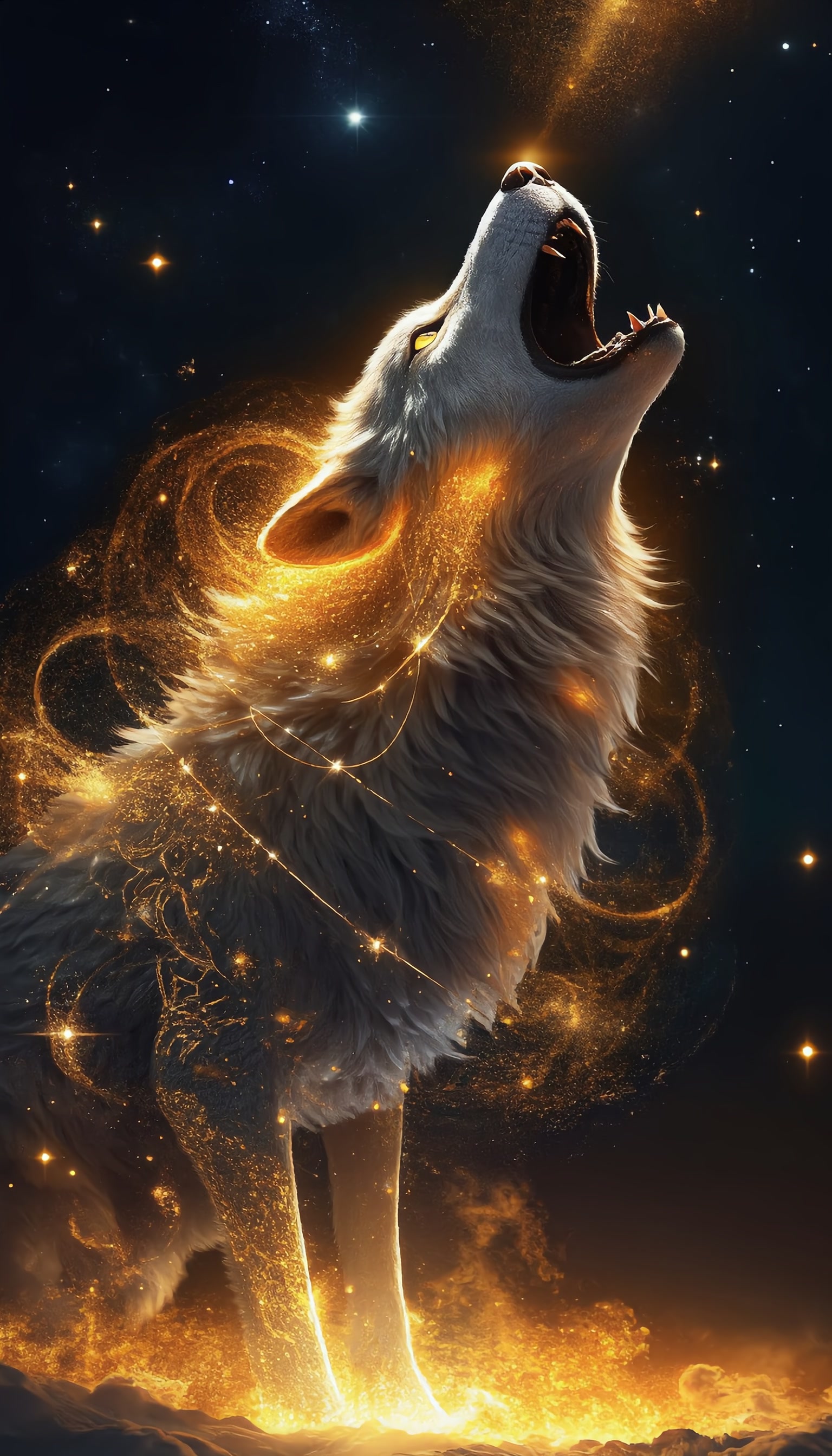 Ethereal Ferocious Creature Radiant Golden Light Cosmic Power Galactic ...