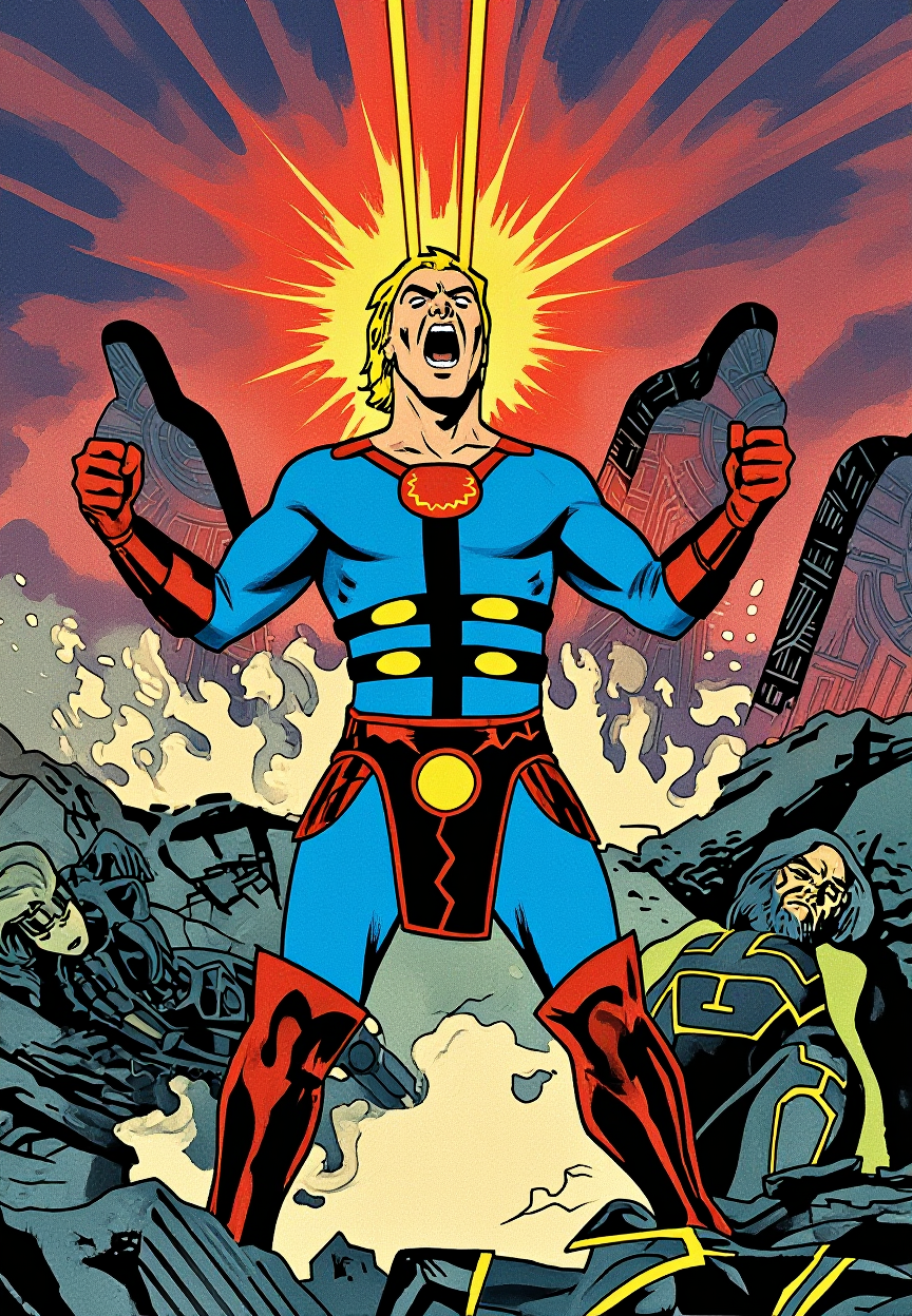 Superhero In Action Comic Book Style Dynamic Pose | AI Image