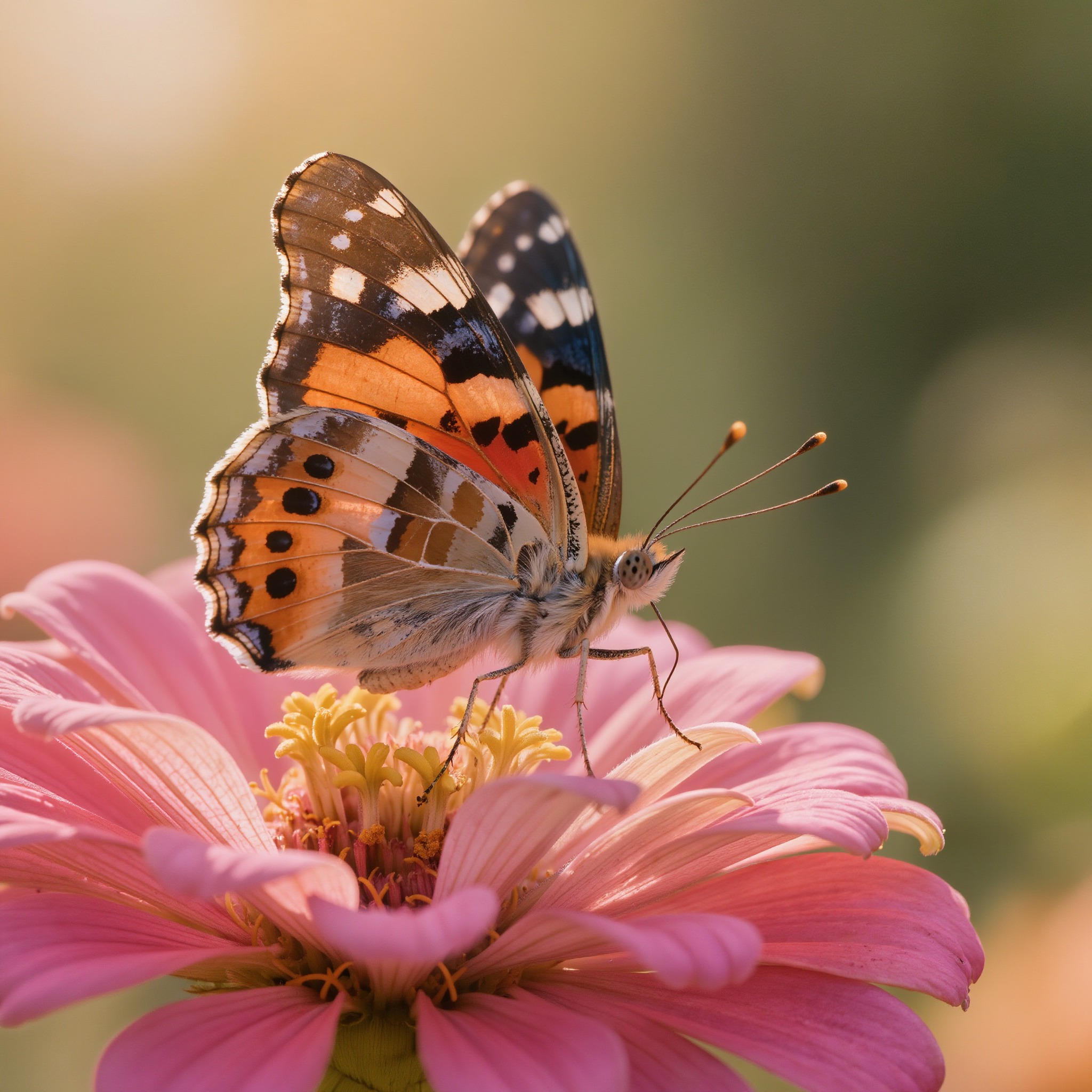 A crisp, high-resolution AI image of a butterfly on a flower after upscaling.